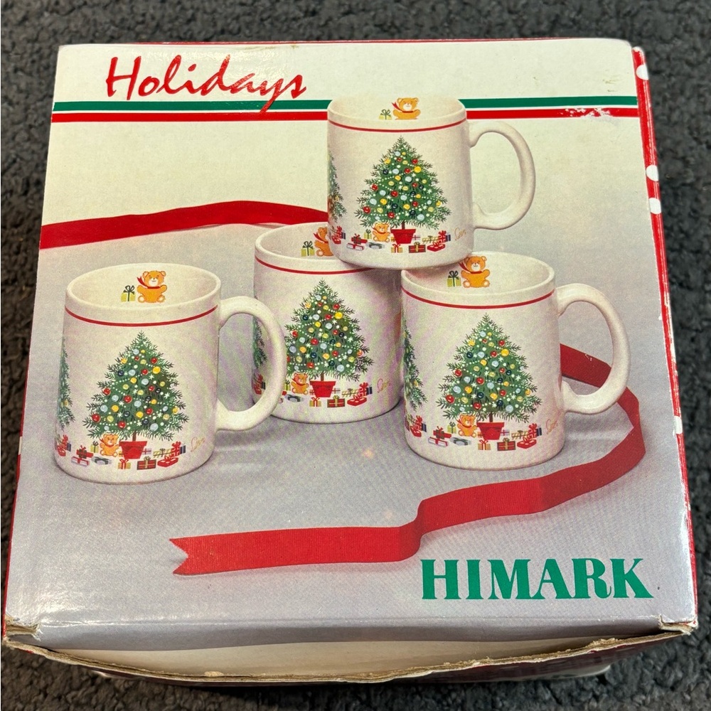 Vintage Himark 4 Holiday Christmas Tree 12 oz Mugs Cup New